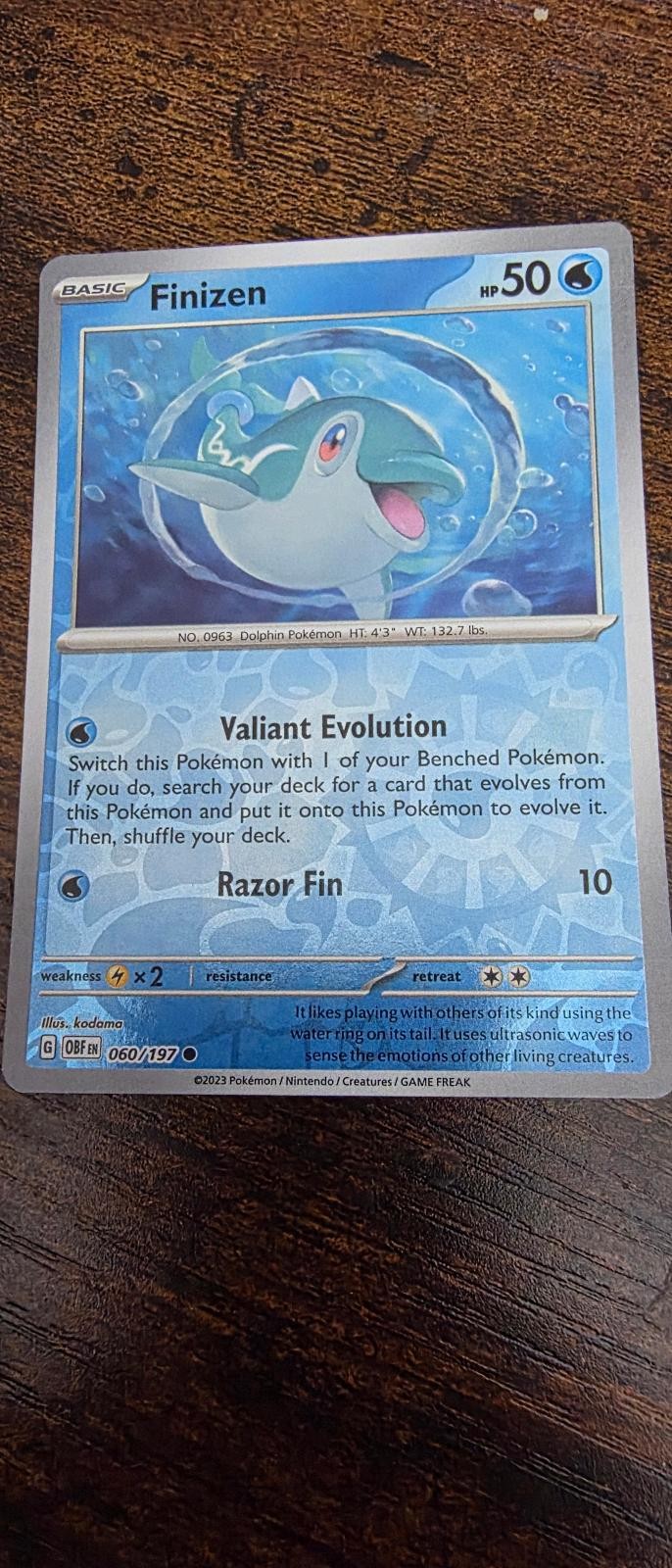Finizen 060/197 Common Obsidian Flames Pokemon Reverse Holo Near Mint