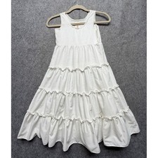 Vintage Montgomery Ward Girls White Tiered Dress Lace Trim Size 5 Cottage USA