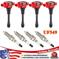 4Pcs High Performance Ignition Coil & Spark Plugs For Nissan Altima 2.5L UF549