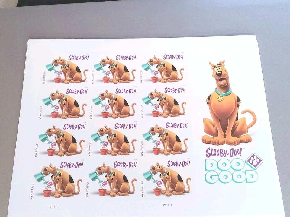 Forever Scooby-Doo Postage Stamps Sheet Of 12 New Mint Unhinged 2018-US - Image 3 of 4