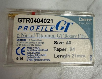 Dentsply ProFile GT Rotary File Size 40 .04 Taper 21mm GTR0404021 - SINGLE FILE