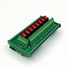 DIN Rail Mount 8 Channel Rocker Switch Power Distribution Strip Module AC125V