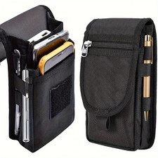 EXTRA LARGE CELL PHONE VERTICAL RUGGED POUCH WITH METAL CLIP BELT LOOP HOLSTER