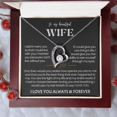 To My Wife Heart Necklace Anniversary valentine's heartfelt Gift From Husband