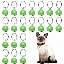 20Set 18mm Cat Bells, Copper Bells for Collars with Key Ring, Light Green