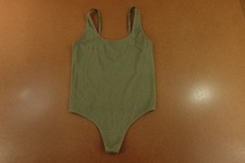 Aerie Superchill Womens Large Green Rib Knit Scoop Neck Sleeveless Bodysuit NWT