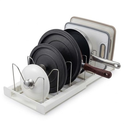 Expandable Pots and Pans Organizer Rack Under Cabinet, 12''-22'' Adjustable Lid...