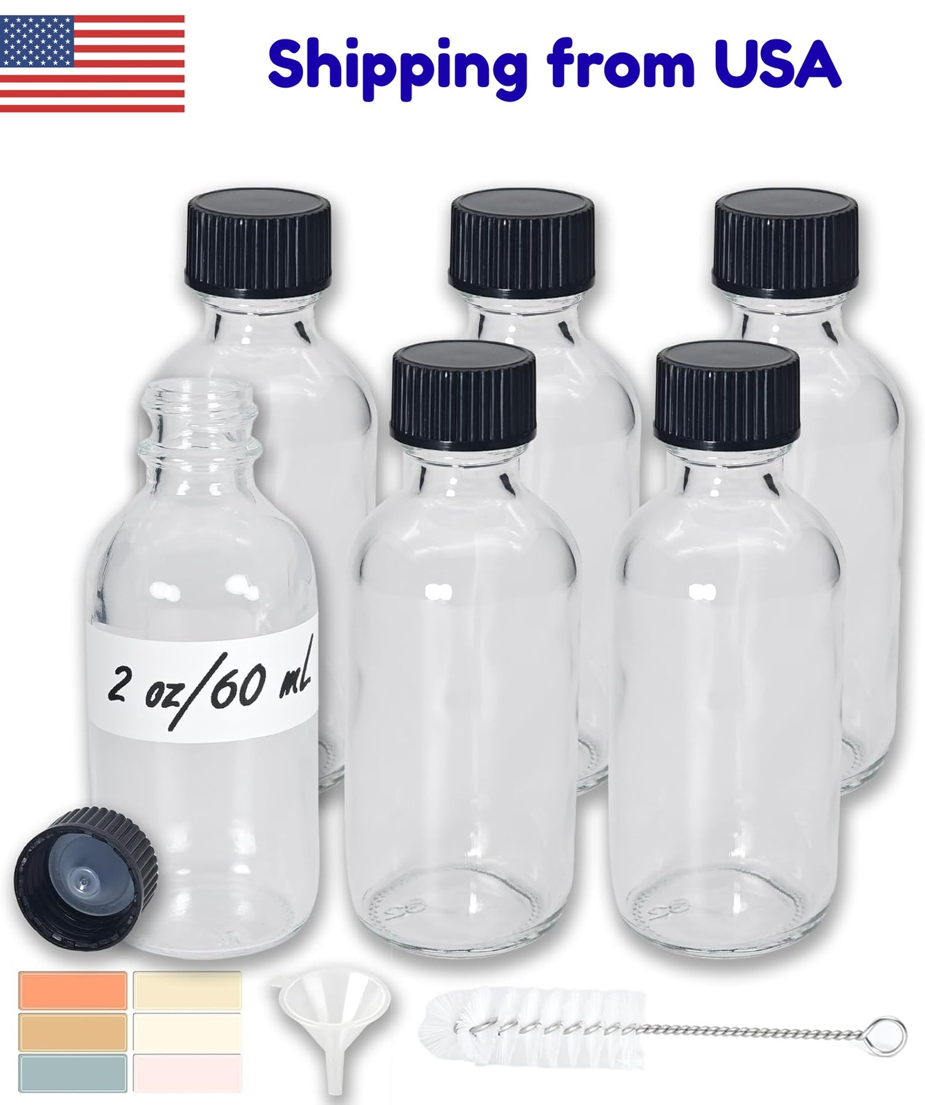 With Caps - 6 Pack Small Leakproof Travel Size