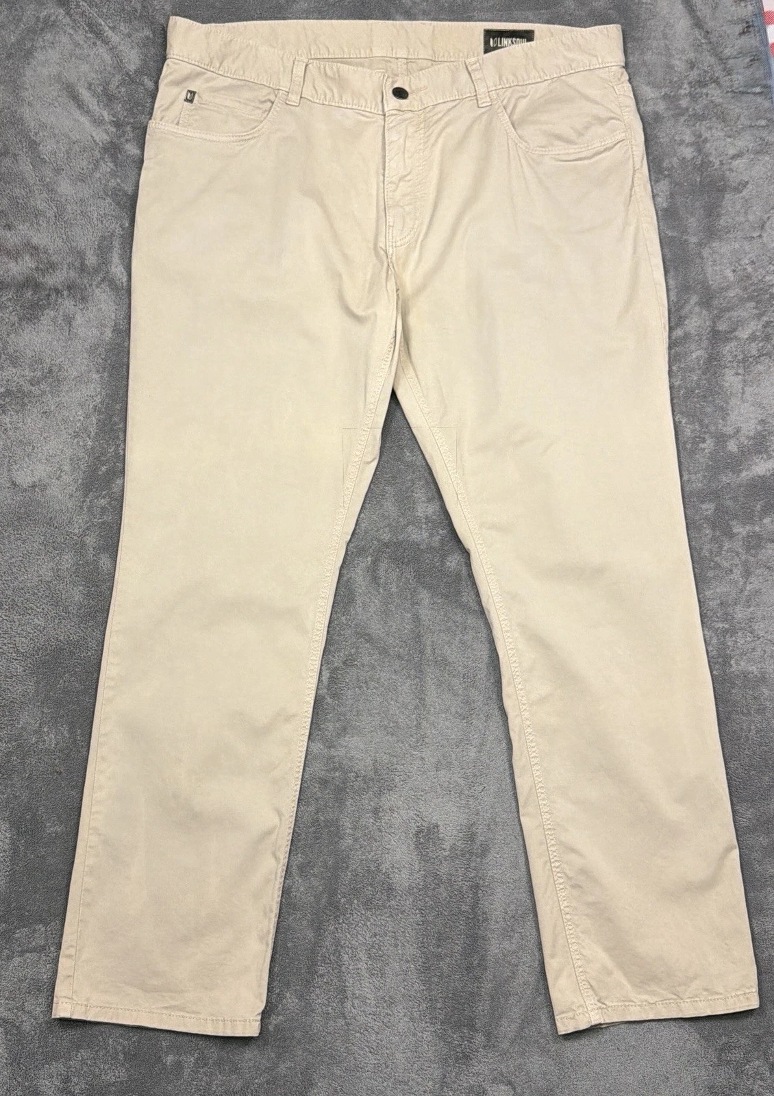 Linksoul Men's Size 38 R Khaki Beige Chino Pants Cotton Blend 38 x 31 Golf