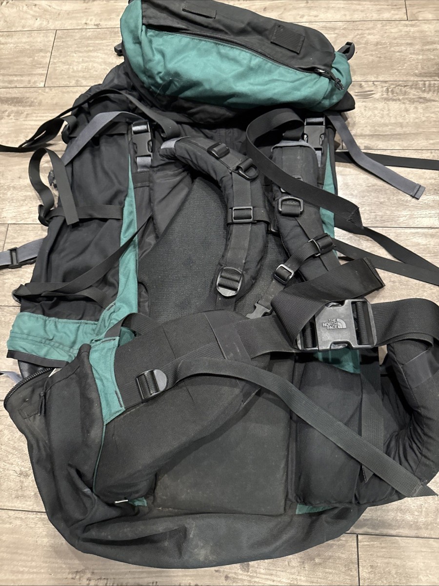 The North Face Backpack Vintage USA Outdoor Hiking Bag Green Black 60L |  eBay