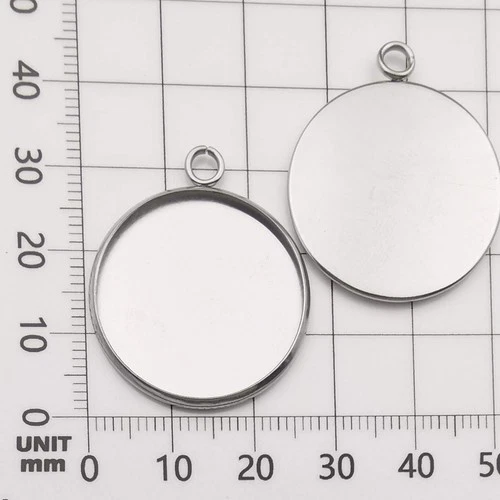 20 Pcs Fit 25mm Stainless Steel Round Blank Bezel Pendant 25mm-20pcs, Silver image 2