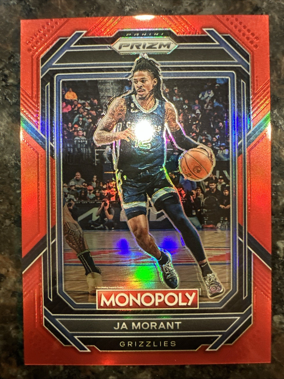 2022-23 Panini Prizm Monopoly Red Prizm 38/99 Ja Morant #43 Memphis Grizzlies