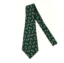 Vintage Silk Tie Kilkeny Irish Poplin Green Geometric Swing MCM 3.75" x 47"