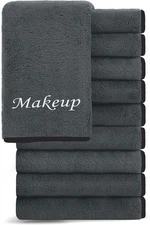 Makeup Remover Wash Cloths 12x12 in Black 10 Pack for Face Skin