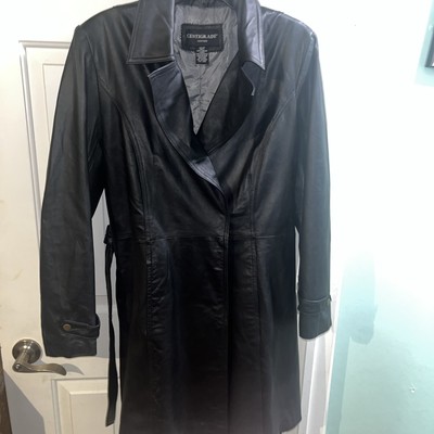 Centigrade Black Long 100% Leather Jacket BEAUTIFUL! Womans