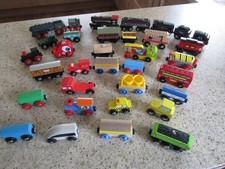 34 Wooden trains etc  Brio, ELC, BigJigs, Battat . Some rare and unusual