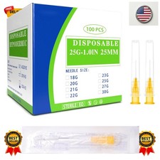 100 Pack of 25G 1 Inch Disposable Dispensing Needles - Precision Tools for Labs