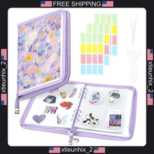 Sticker Organizer Binder with Clear Pockets and Tools, Purple