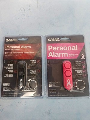 SABRE 120dB Personal Safety Alarm Keychain Pink Black Key Accessory Dual-Siren