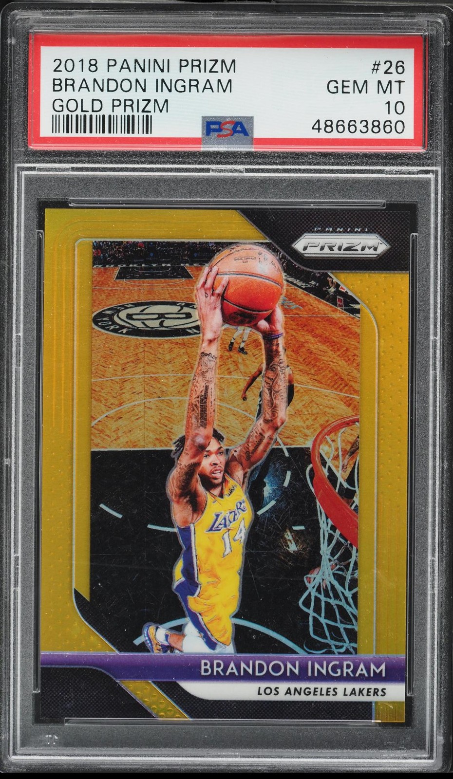 2018-19 Panini Prizm #26 Brandon Ingram Prizms Gold #/10 PSA 10 Gem Mint