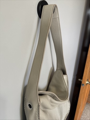 Michael Kors Astor Silver Studded Grey Cement Leather Large Hobo - Picture 3 of 13