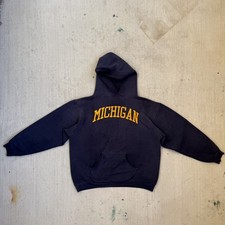 Vintage 70s Russell Athletic Michigan State Hoodie Faded Navy Blue USA Large