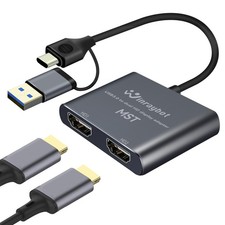 USB to Dual HDMI Adapter 1080P 60Hz 2 Port HDMI Splitter Extended Display for...