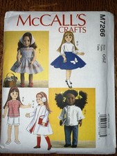 7266 NEW McCall's Archives Retro Pattern 18" Doll Clothes Dress Skirt Shorts