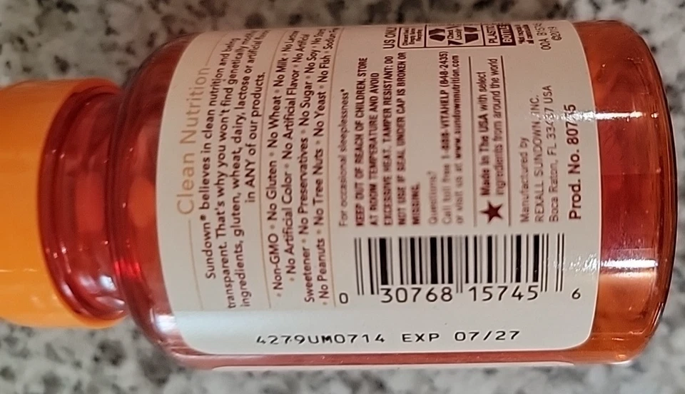 3 Sundown Natural Melatonin 5 mg, Drug-Free Sleep Aid, 90 Coated Tablet Exp 7/27 - Image 4 of 4