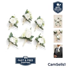 Elegant 6-Piece Men's Silk Flower Boutonniere Set for Weddings  Special Events