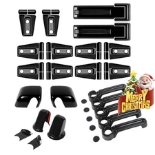 Black Exterior Door Hinge Handle Cover Trim Kit For 2007-18 Jeep Wrangler JK JKU