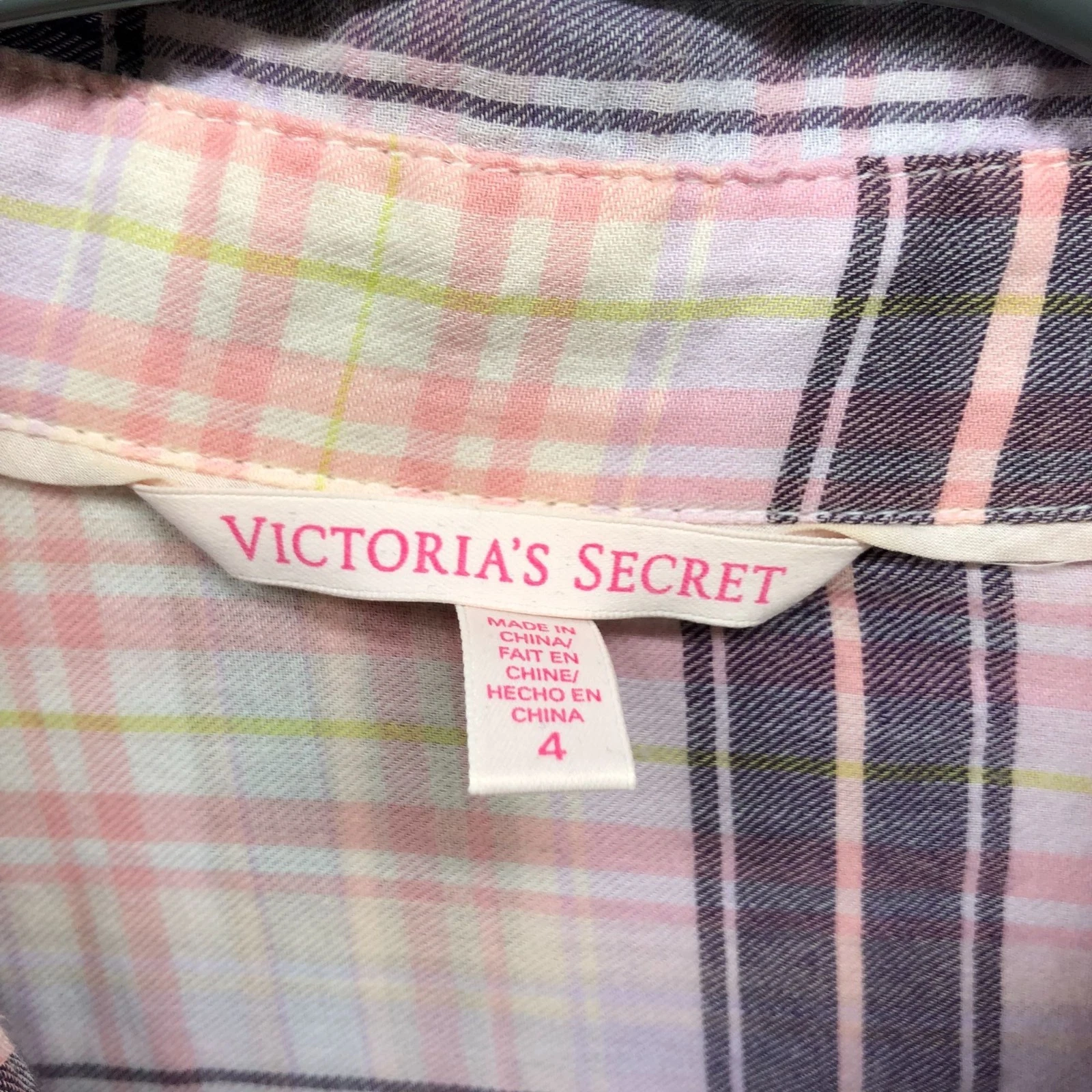 UNDERCOVER Abito camicia pigiama Victoria's Secret donna 4 rosa quadri cravatta vita accappatoio salotto