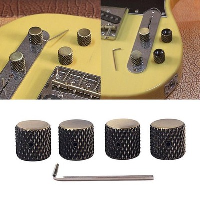 Set aus 4 Bronze Flat Top Gitarrenknöpfen Kontrollknöpfe