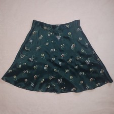 vintage 80s 90s green satin floral mini skater skirt whimsigoth fits like 2 