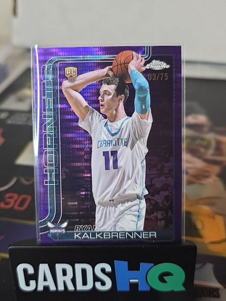 2025-26 Topps Chrome 284 Ryan Kalkbrenner RC Purple Pulsar Rookie /75 Hornets
