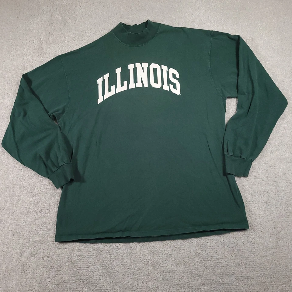 Vintage Soffe's Choice Long Sleeve Shirt Mens 2XL Green Illinois Graphic Tee USA - Image 2 of 4