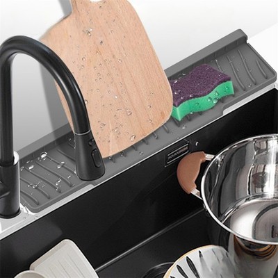 Küchenspüle Matte aus Silikonmaterial mit effizienter Drainage 17 7 Zoll