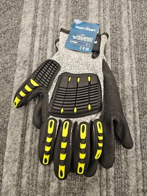 (1 PAIR) PORTWEST ANTI IMPACT CUT RESISTANT GLOVES MAXIMUM PROTECTION A722 LARGE