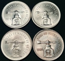 Lot of 4 x (2) 1979 & (2) 1980 Mexico Silver 1 Onza - 33.6 Grams of .925 Silver