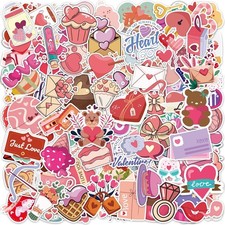 Valentine Stickers - 100 PCS Vinyl Heart Stickers - Valentine Crafts Gifts for