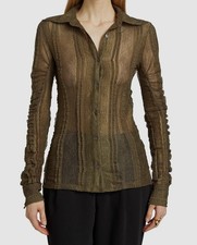 anOnlyChild Women's Green Lace Collared Luidas Button-Up Shirt Top Size XL