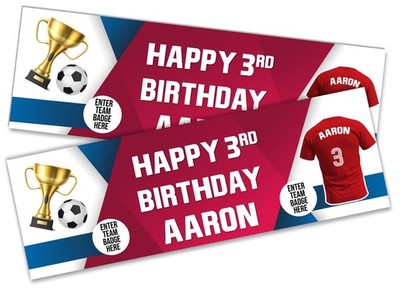 Personalised Football Birthday Banner Any Name Age Team - Custom Kids Party 21