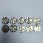 Walking Liberty Half Dollars Lot of 10 Circulated 1934-1947 Full Date Lot #5