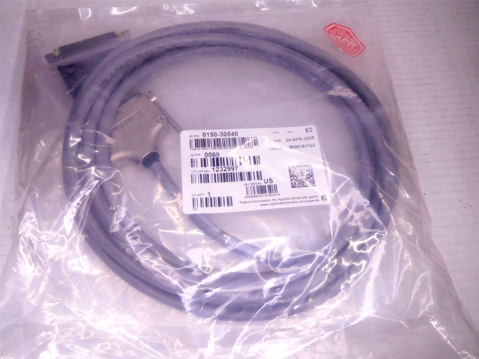 APPLIED MATERIALS AMAT Pneumatic Interlocks P/C 0150-30548 Cable Assembly (S14-0
