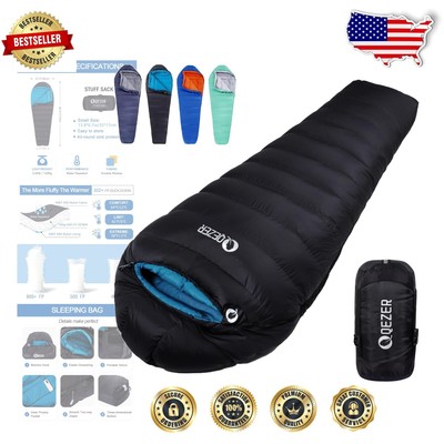 Tear-Resistant Down Sleeping Bag with Compression Sack   Ideal for Backpacking