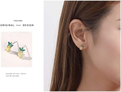 925 Sterling Silver Pineapple Stud Earrings   Fun and Stylish Jewelry Gift