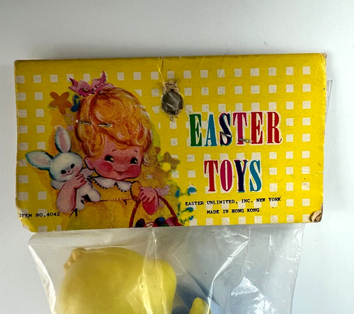Vintage Easter Unlimited Chick in Egg Shell Plastic Easter Toy Hong Kong Package - Picture 11 of 16