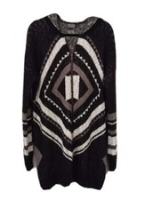 Gorgeous Black Southwest Tribal Aztec Ethnic Cardi Cardigan Sweater Size Large