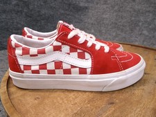 Vans Womens SK8-Low Red White Suede Checkerboard Skateboard Shoe Sneaker Size 6