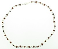 Silver Necklace With Cognac Amber Beads Silver Necklace With Cognac Amber Beads